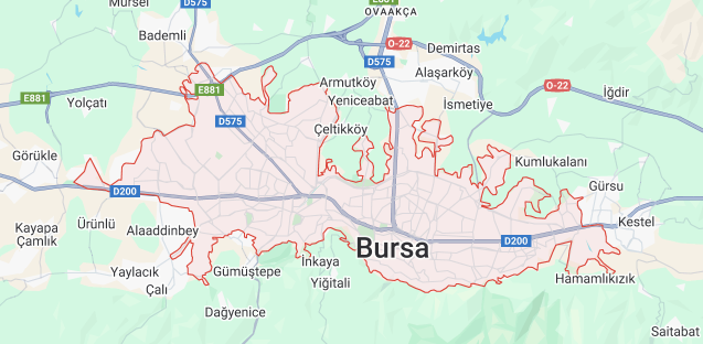 Bursa İl Sınırı Tüm Mezarlıklar